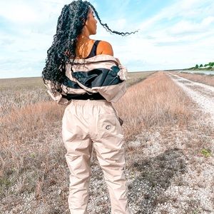 NWOT Reebok Cardi B Beige & Black Jogger Jacket & Pants Set